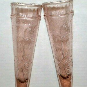 Vintage Pink Depression Glass Wall Pocket Vases
